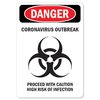 Signmission OSHA Sign, Danger Corona Outbreak, 5in X 3.5in Decal, 10PK, 5" W, 3.5" H, Danger Corona Outbreak OS-NS-D-35-25570-10PK